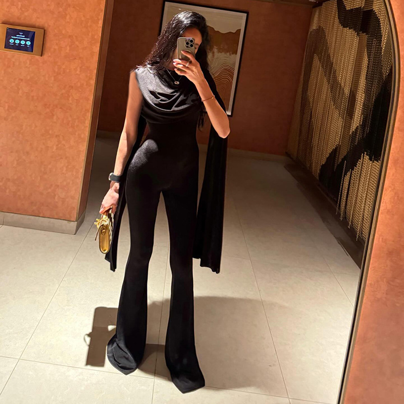Women'S Formal Wear Wedding Guest - Black Women Jumpsuit Sexy Sleeveless With