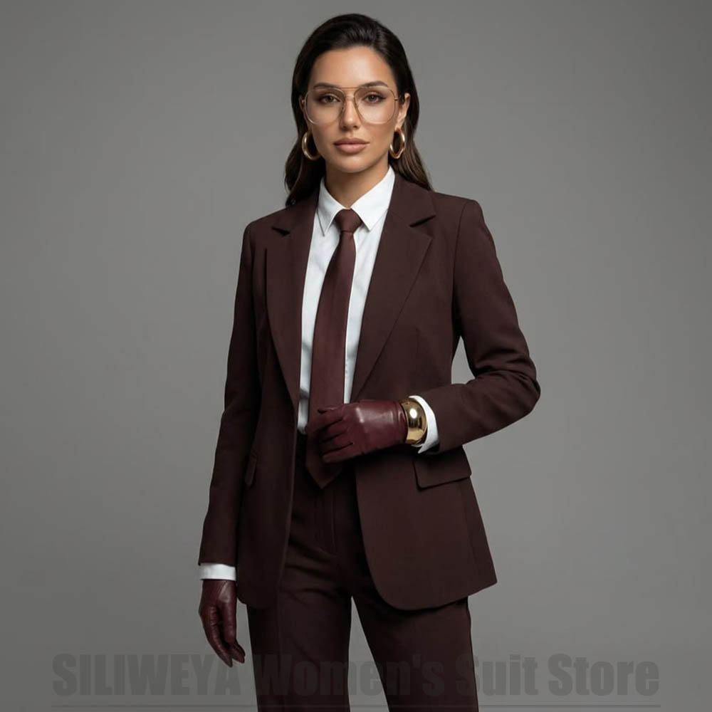 Women Formal Wear For Interview - Women Notched Lapel Blazer Two Piece