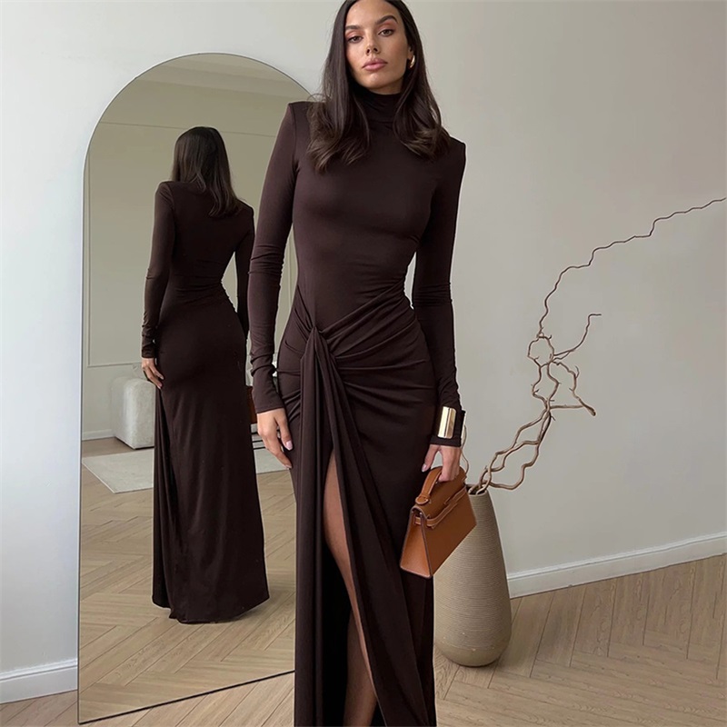 Women'S Formal Wear Wedding Guest - Autumn Women Prom Dress High Neck