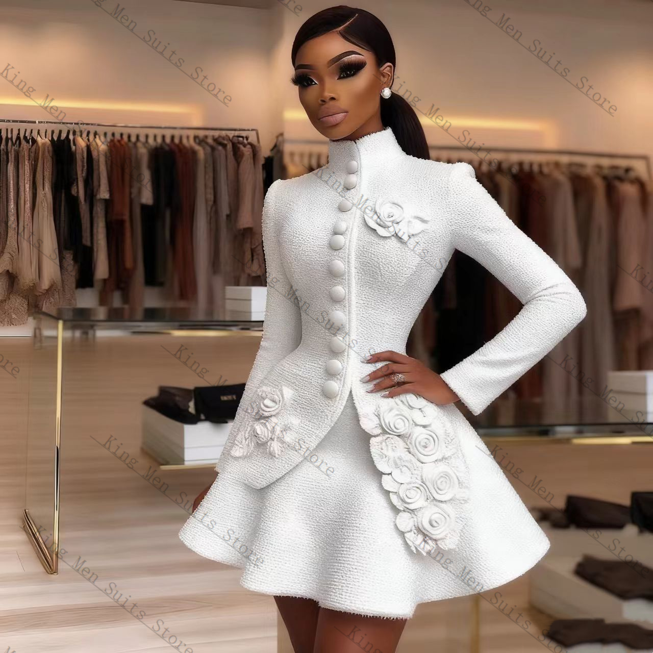 Women'S Formal Wear Wedding Guest - Luxury White Women Suit Set 2