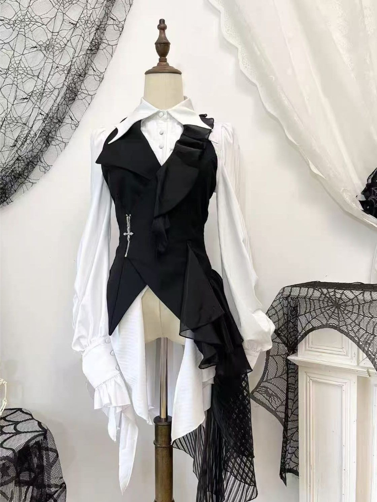 Women'S Formal Wear Blouse - Japanese Vintage Lolita Layered Blouse Gothic