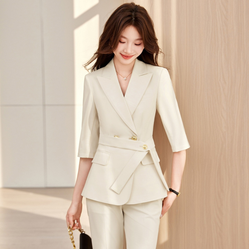 Women Formal Wear Store - Off-white women's suit2026New Spring/Summer Elegant Waist-Cinching