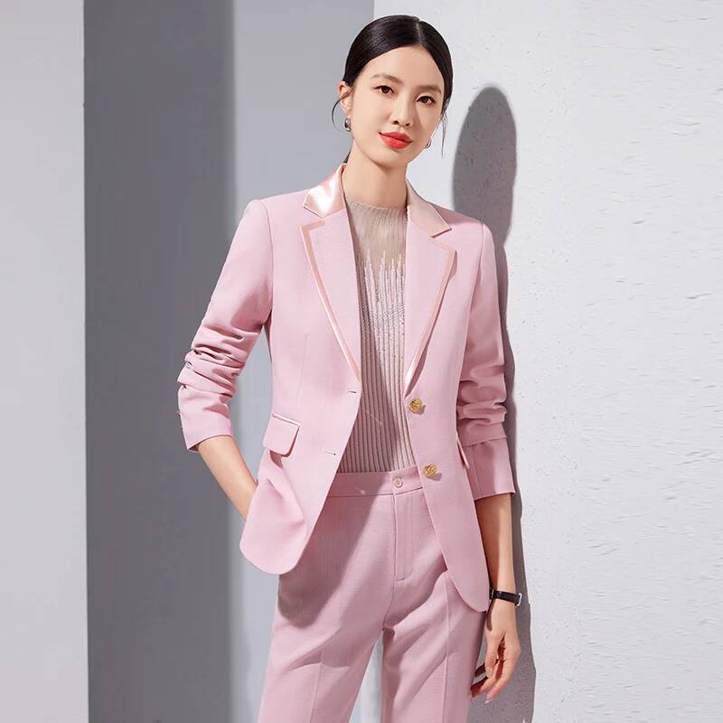 Women Formal Wear For Interview - Elegant Pink Formal Pantsuits for Women