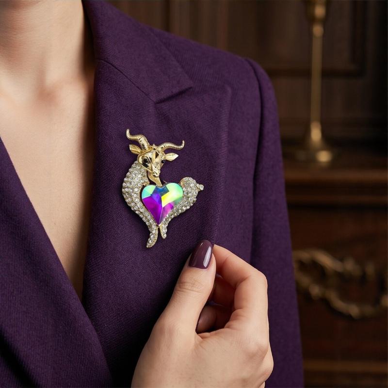 Unique Rhinestone Goat Brooch  - Unique Women'S Formal Wear review and price