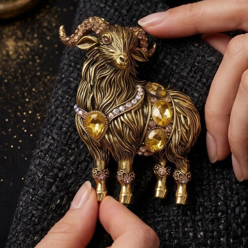 Unique Rhinestone Goat Brooch  - Unique Women'S Formal Wear review and price
