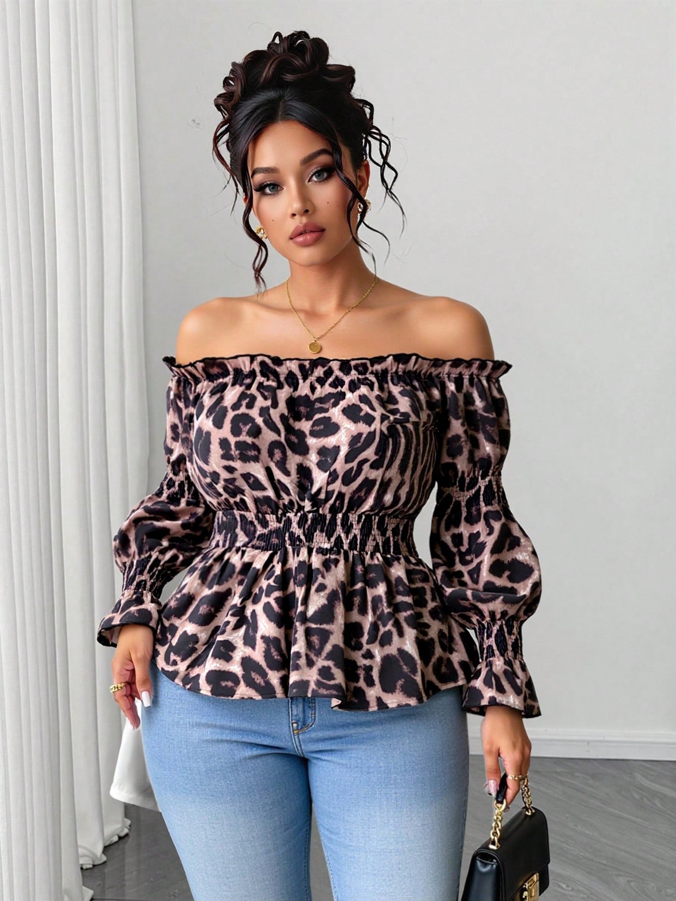 Plus Size Women Leopard Print  - Women'S Formal Wear Blouse review and price