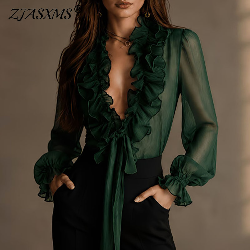 Elegant Women Solid Sheer Shir - Women'S Formal Wear Blouse review and price