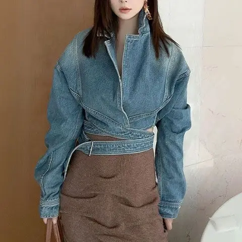 Blue Washed Retro Denim Jacket - Unique Women'S Formal Wear review and price