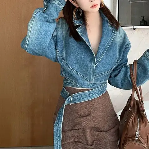 Blue Washed Retro Denim Jacket - Unique Women'S Formal Wear review and price