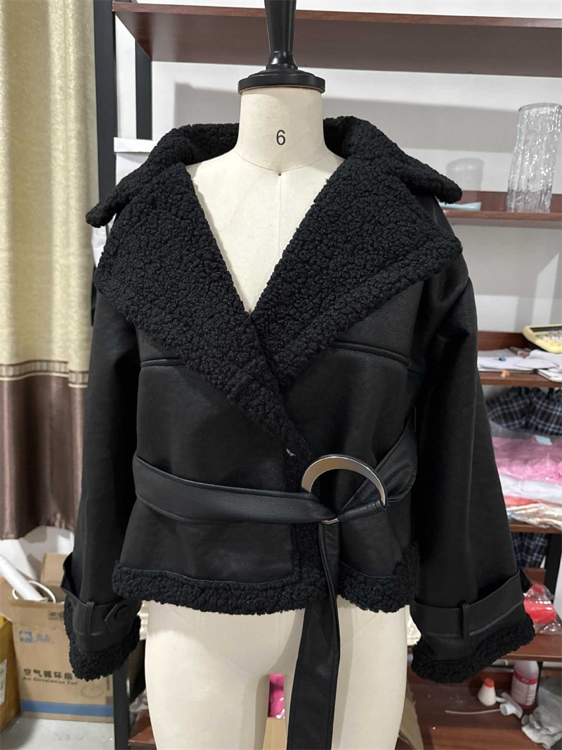 PU Leather Fur Black Women Jac - Women Formal Wear Coat review and price
