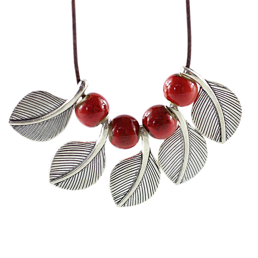 Ceramic Floral Leaves Necklace - Unique Women'S Formal Wear review and price