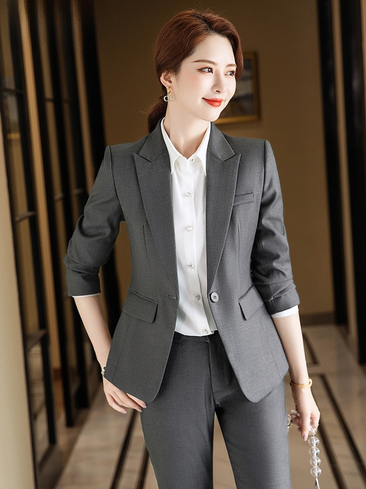 Gray Suit Set for Women Spring - Women Formal Wear For Interview review and price