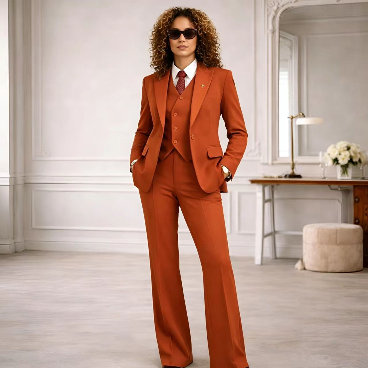 Rust Women's Suits 3 Pcs Vinta - Women'S Formal Wear Pantsuits review and price